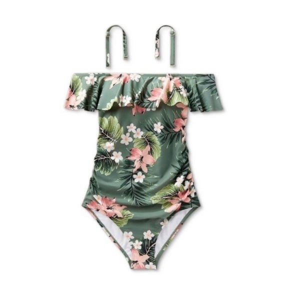 Kona Sol Women's Off Shoulder Flounce High Coverage One Piece Swimsuit - L - Picture 5 of 12